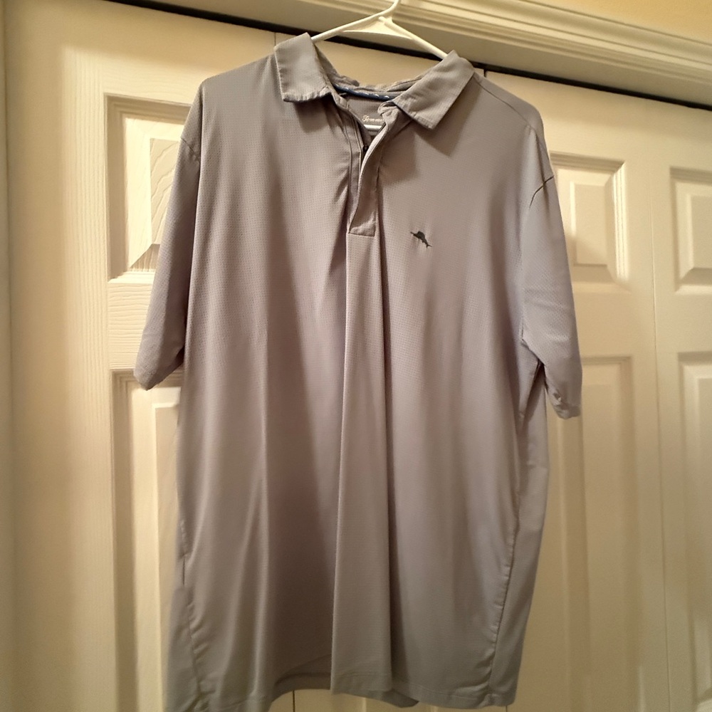 Tommy Bahama Gray & Turquoise Polo Shirt Classic Style